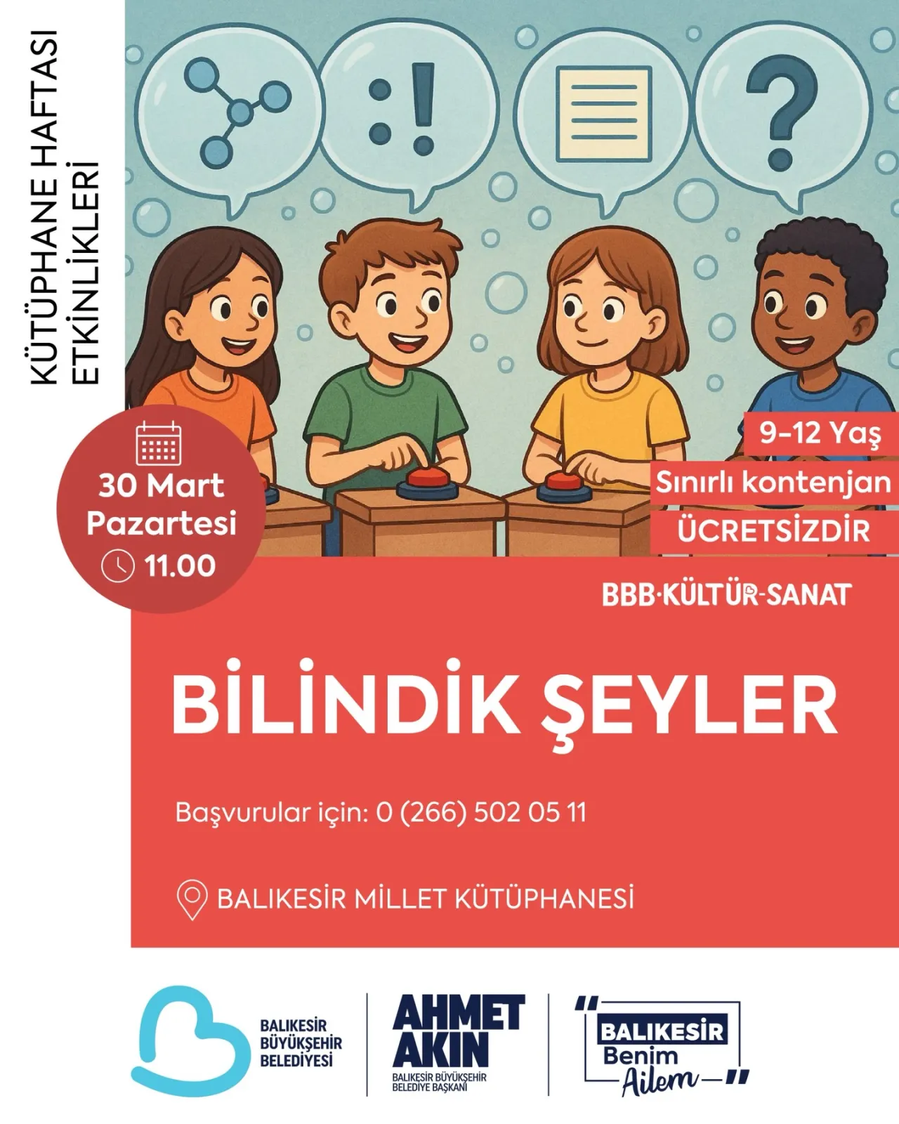 Balıkesir'de Kütüphane Haftası'na Özel Çocuk Etkinlikleri: Yarışma ve 3B Kitap Atölyesi