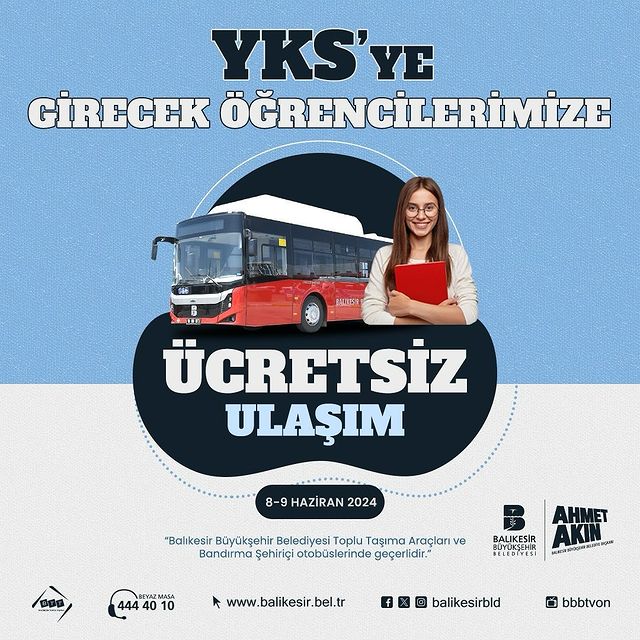Balıkesir Büyükşehir Belediyesi Sınav Günü Toplu Taşıma Hizmetini Ücretsiz Yapacak