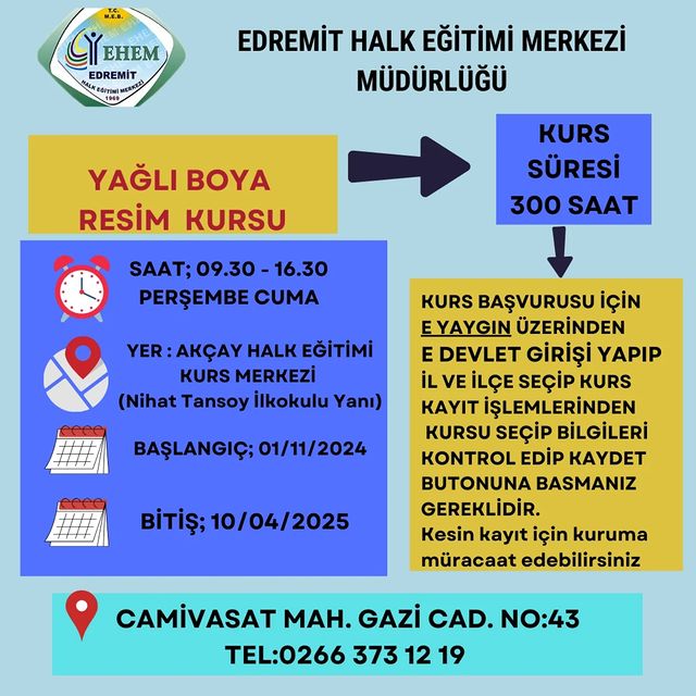 Yeni Yağlı Boya Resim Kursu Açıldı!