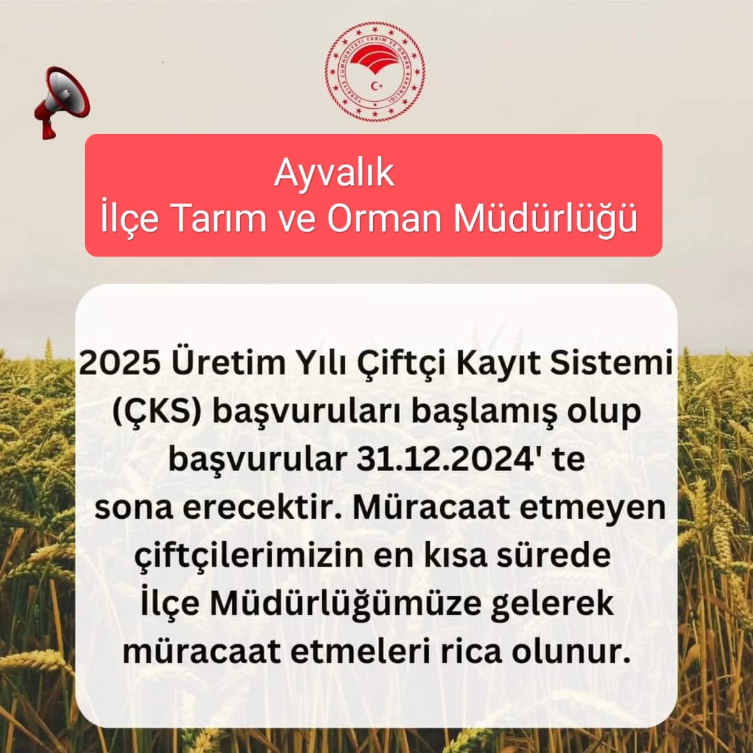 2025 Üretim Yılı Çiftçi Kayıt Sistemi Başvuruları Başladı