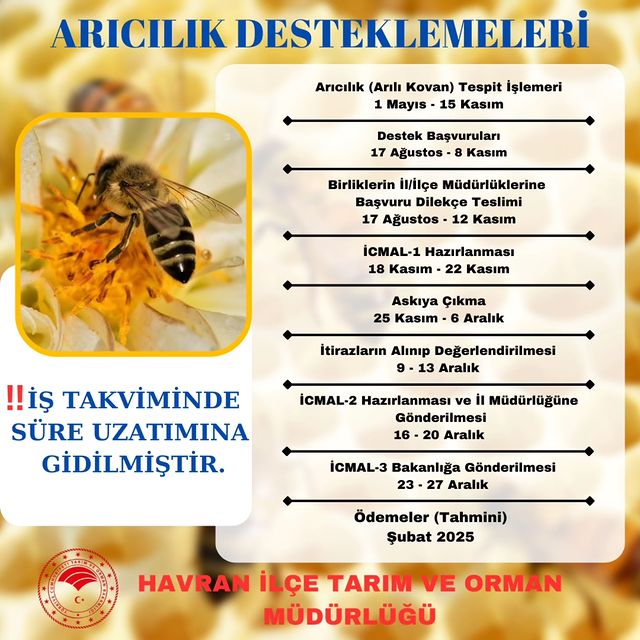 Havran İlçe Tarım Müdürlüğü, Arıcılara Süre Uzatımı Duyurusu Yaptı