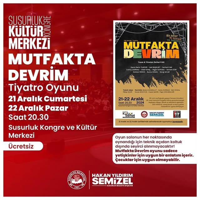 Susurluk Belediyesi Tiyatrosu’ndan Yeni Oyun: “Mutfakta Devrim”