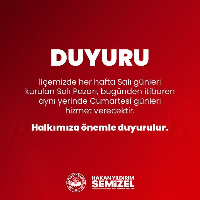 Susurluk’ta Salı Pazarı Cumartesi Günleri de Açık Olacak