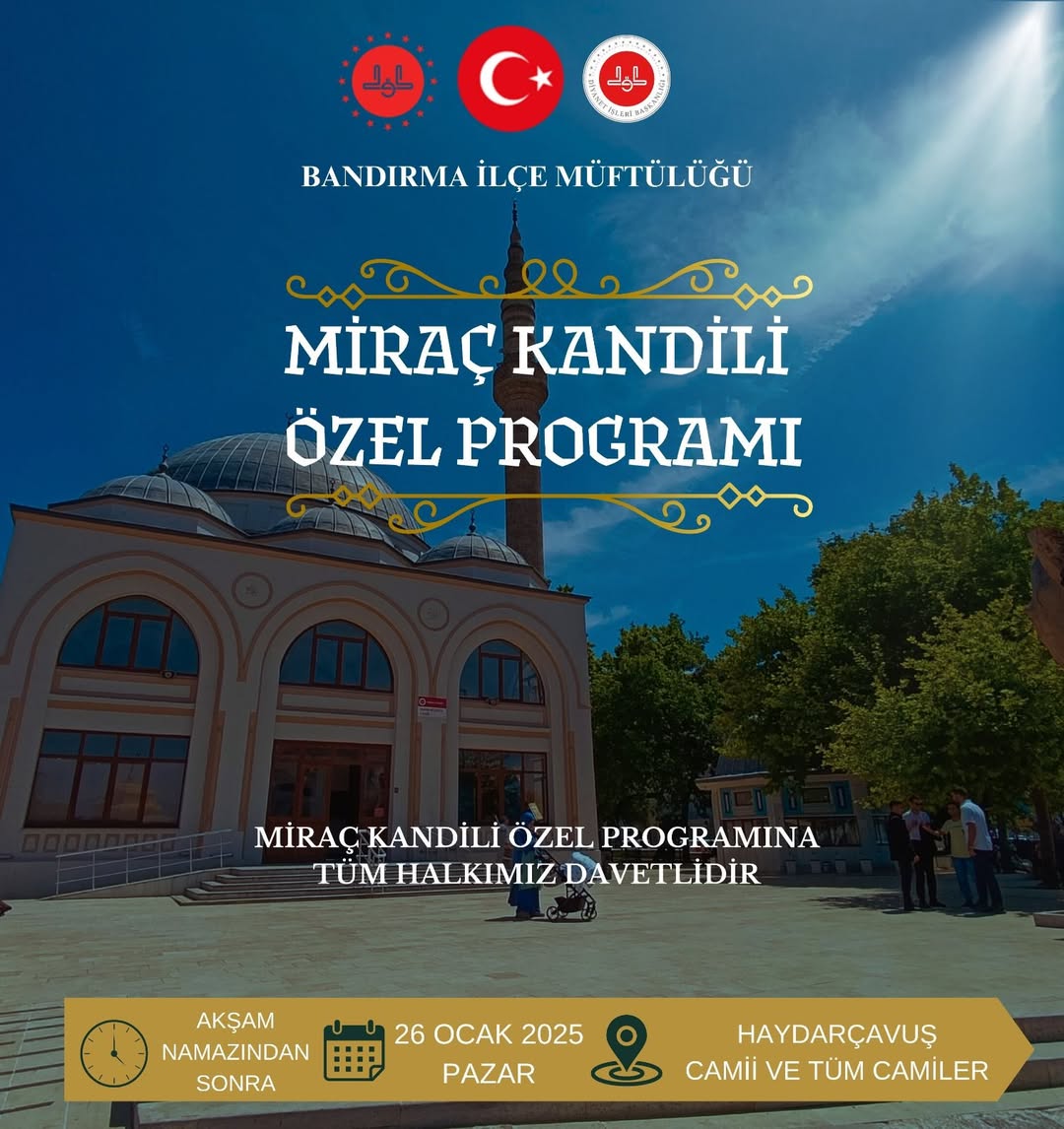 Miraç Kandili İçin Bandırma’da Özel Program Düzenleniyor