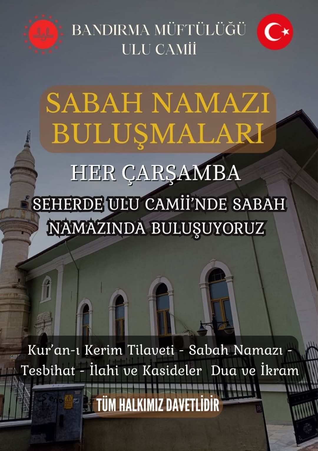 Bandırma’da Her Çarşamba Sabah Namazı Buluşması Başlıyor