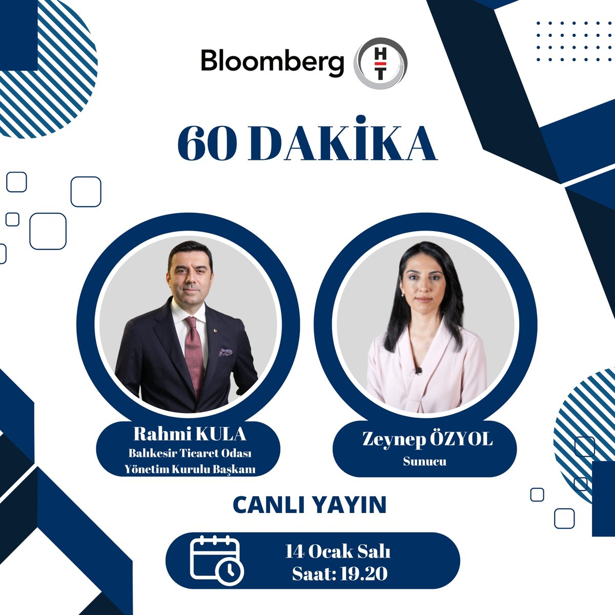 Balıkesir Ticaret Odası Başkanı Rahmi Kula, Bloomberg HT’de 60 Dakika Programında