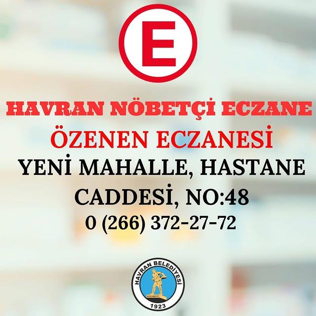 Havran’da Nöbetçi Eczane Bilgisi