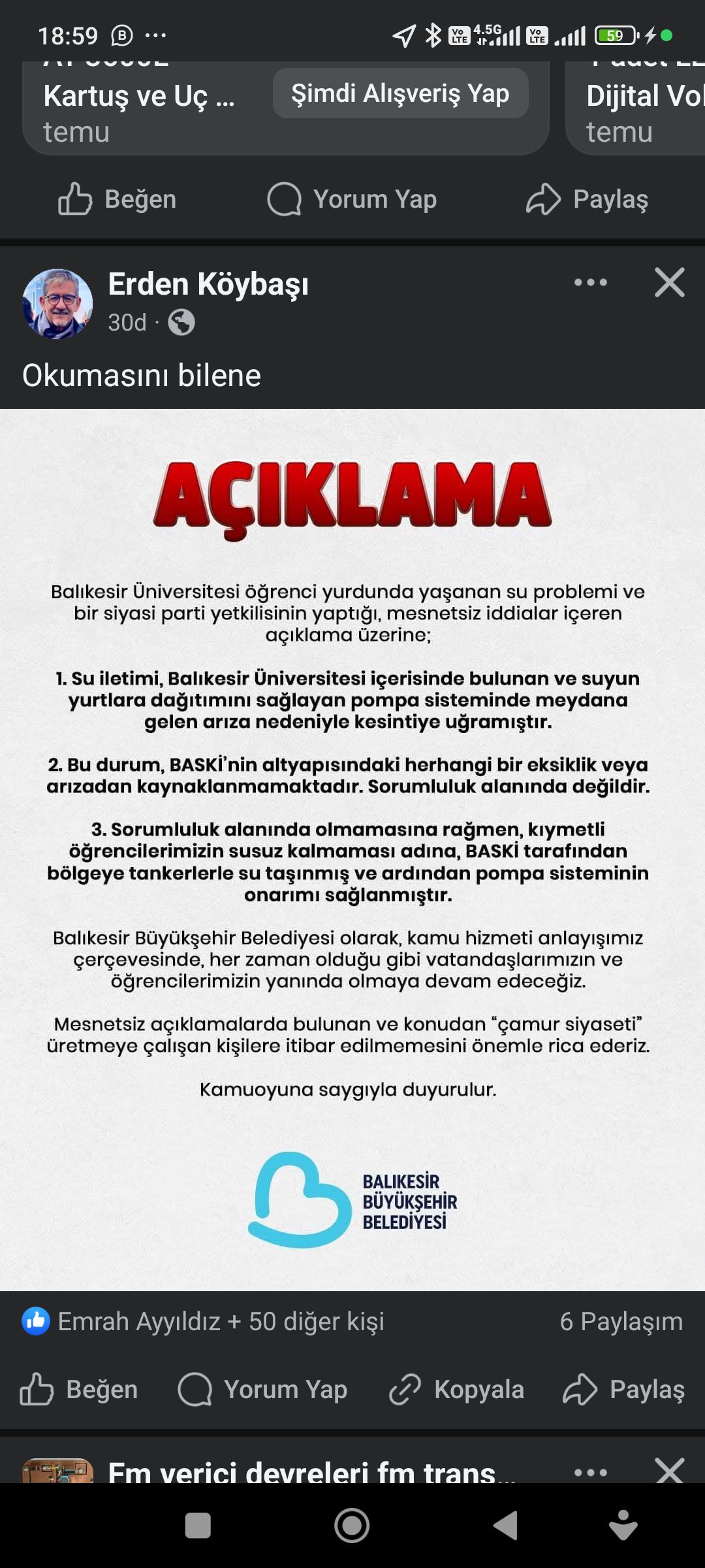 CHP Balıkesir İl Başkanı Erden Köybaşı’ndan Eleştirilere Yanıt