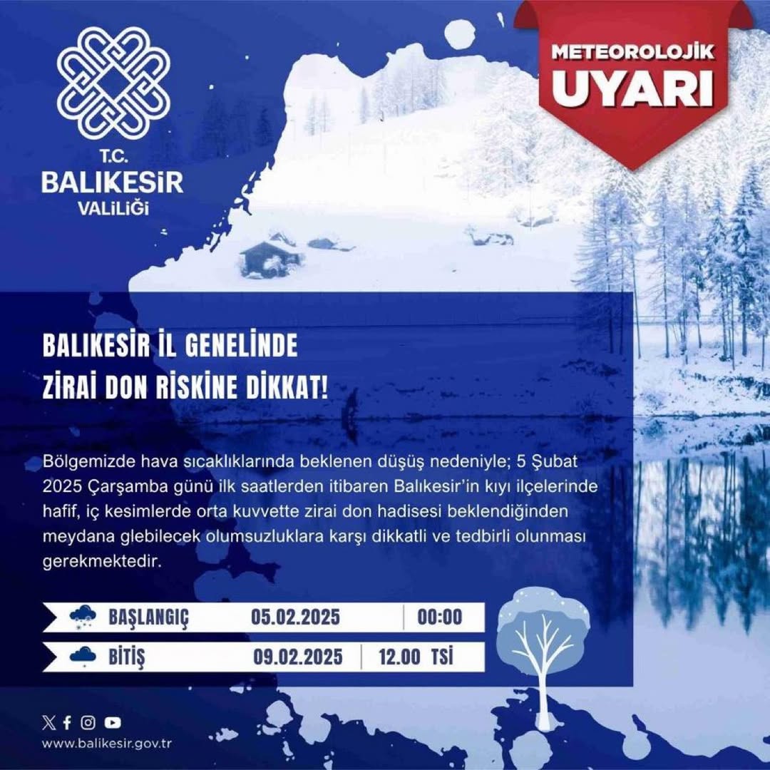 Balıkesir’de Zirai Don Uyarısı: Çiftçilere Kritik Uyarılar