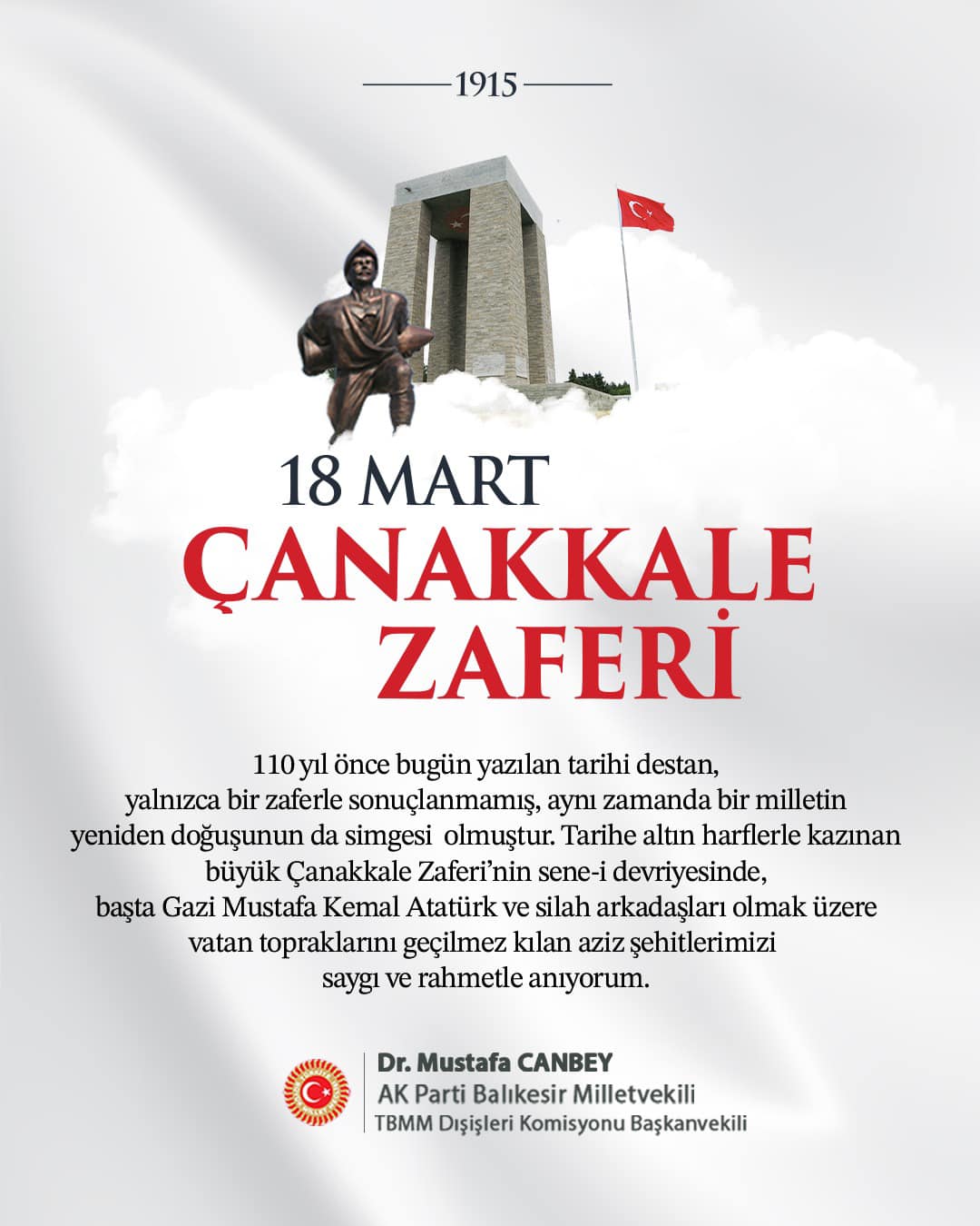 Çanakkale Zaferi’nin 110. Yıl Dönümü Kutlanıyor