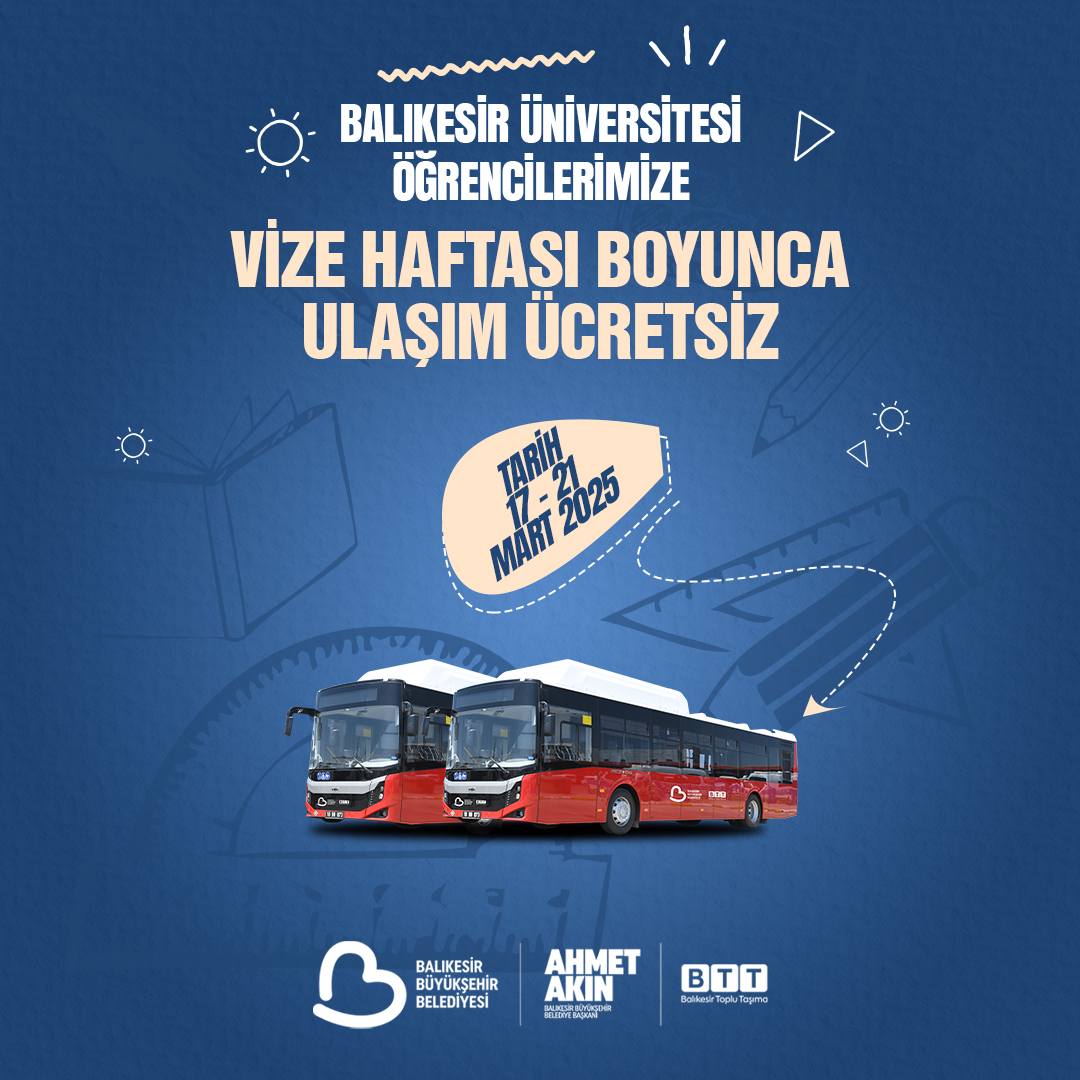 Balıkesir’de Üniversite Öğrencilerine Vize Haftası Ücretsiz Ulaşım