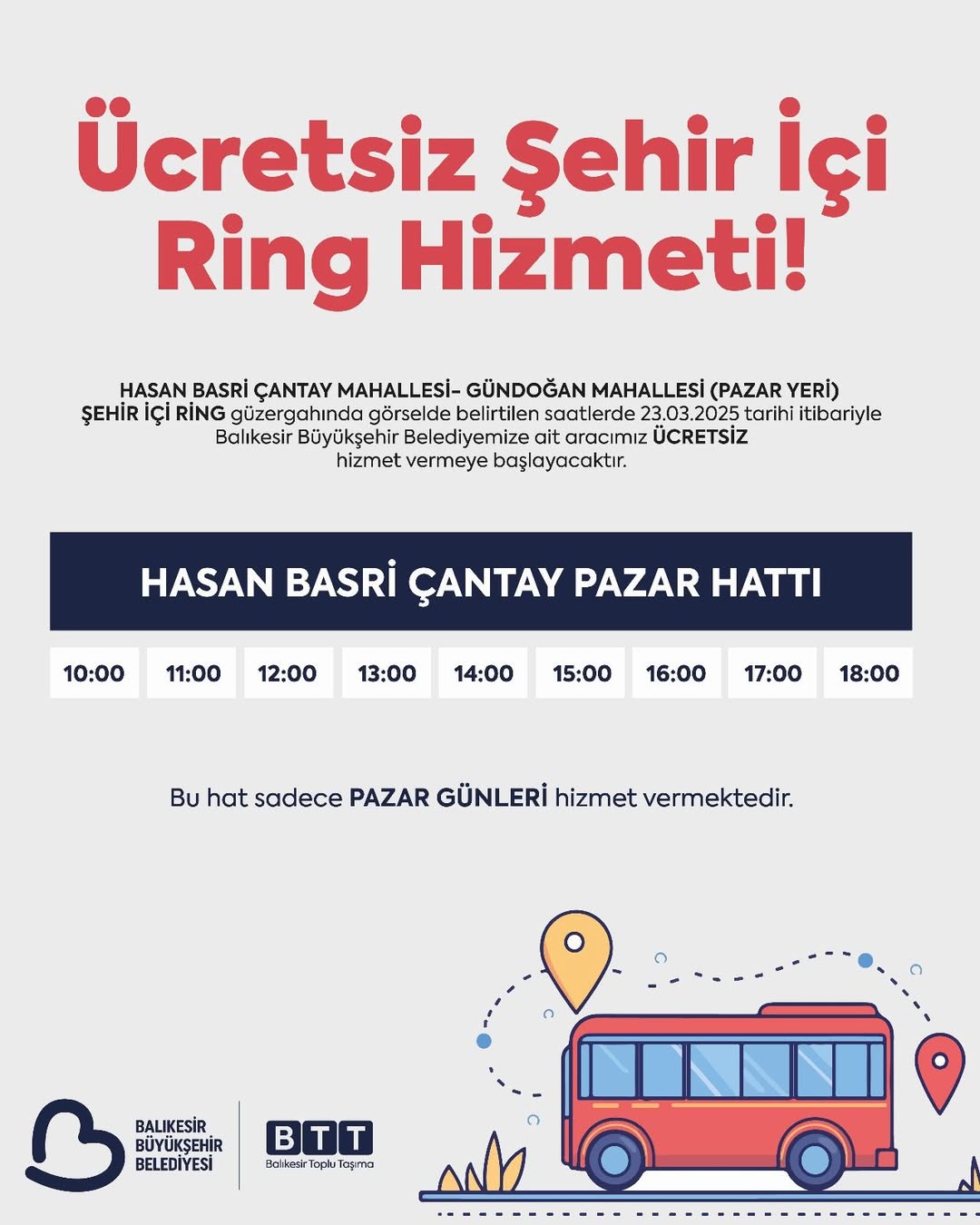 Balıkesir’de Pazar Alışverişi Yapacak Vatandaşlara Ücretsiz Ring Seferleri Başlıyor