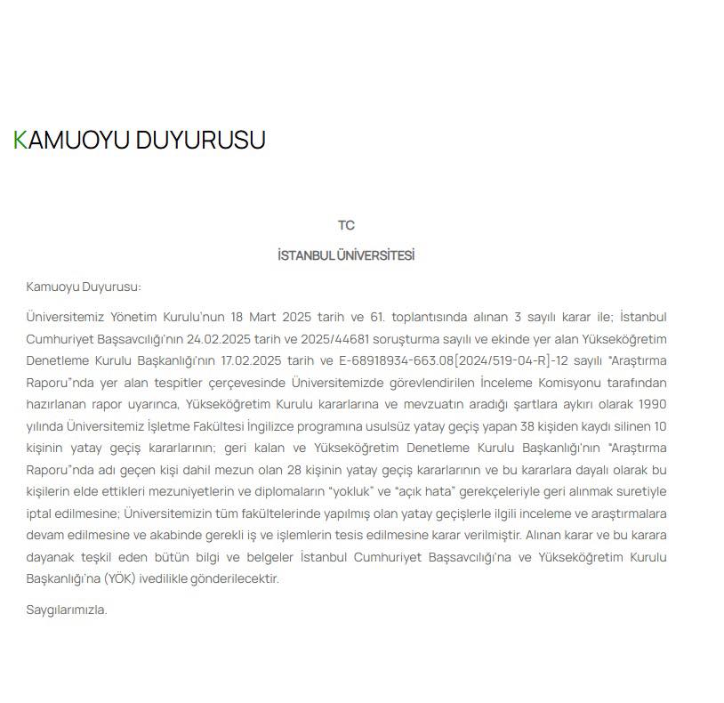 Ekrem İmamoğlu’nun Diploması Yükseköğretim Kurulu Kararıyla İptal Edildi