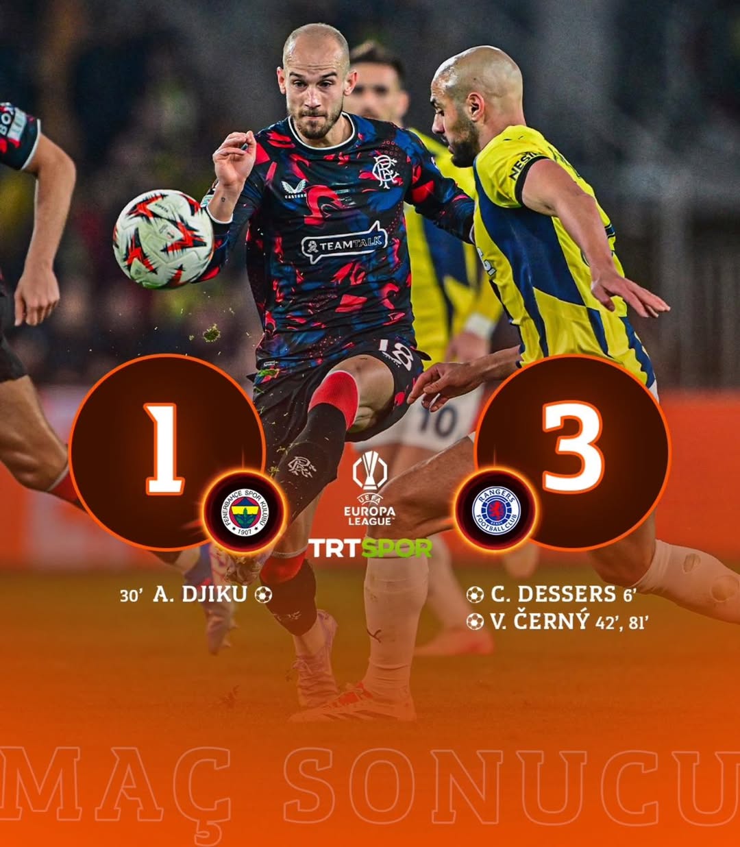 Fenerbahçe, Rangers’a 3-1 Mağlup Oldu