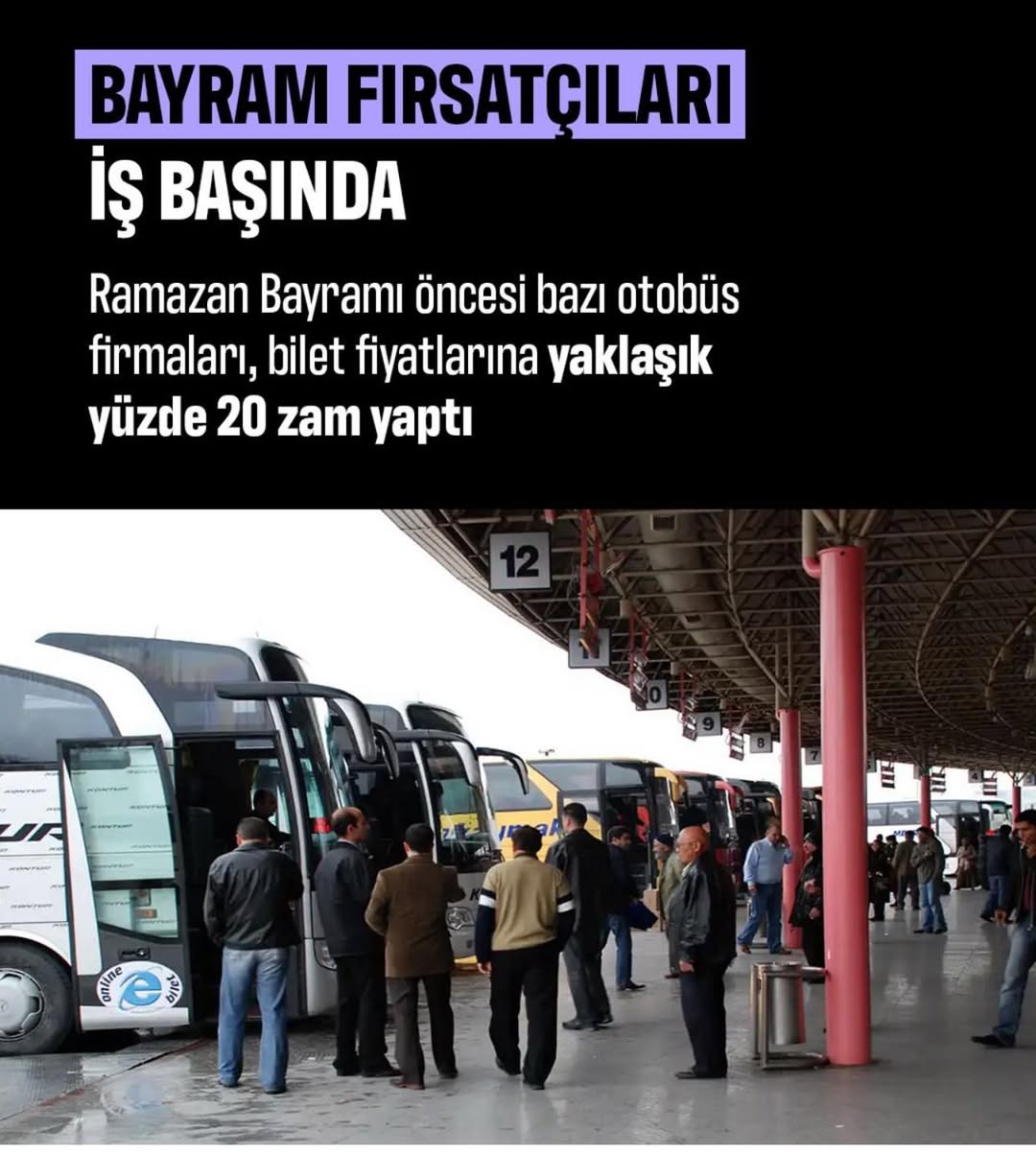 Otobüs Biletlerine Bayram Öncesi Zam