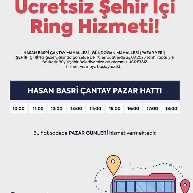 Balıkesir’de Pazar Alışverişi İçin Ücretsiz Ring Seferleri Başlıyor